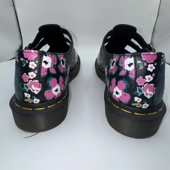Dr Martens 8065 Vintage Floral Leather Mary Jane Shoes Women's 9 Double Buckle - Picture 11 of 15